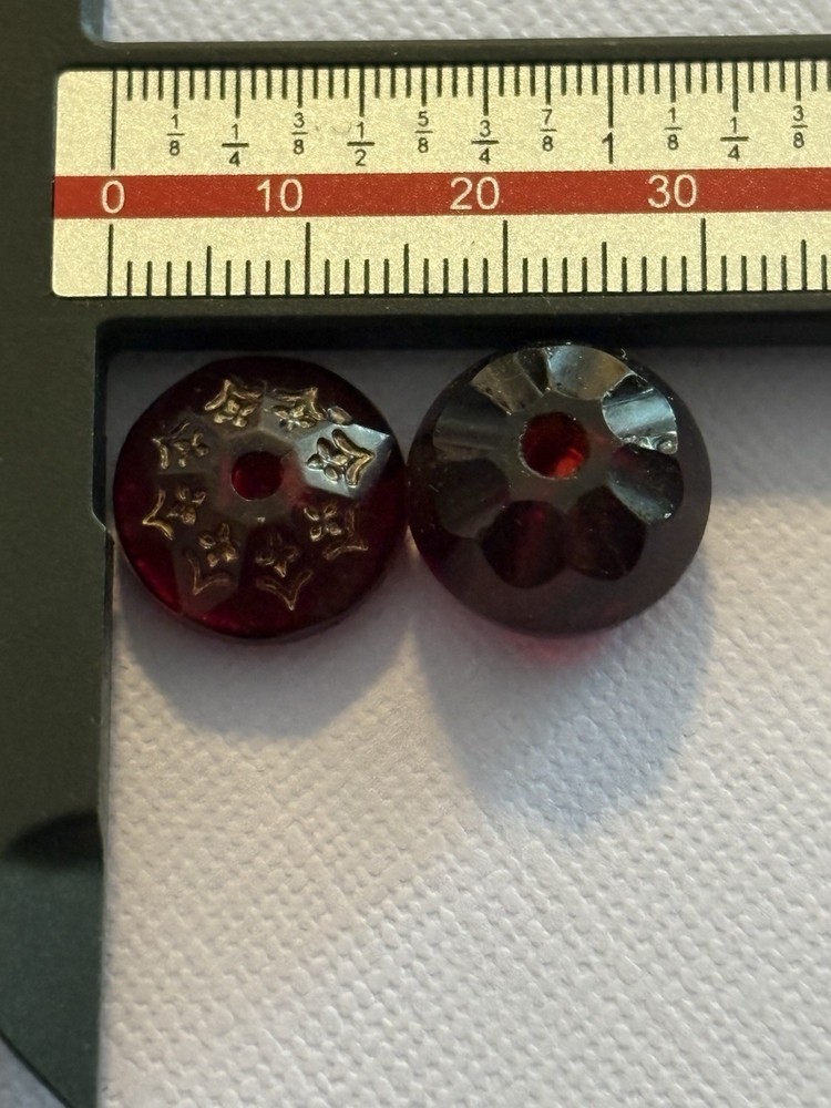 Antique Victorian Ruby Red Glass Whistle Button Lot Set