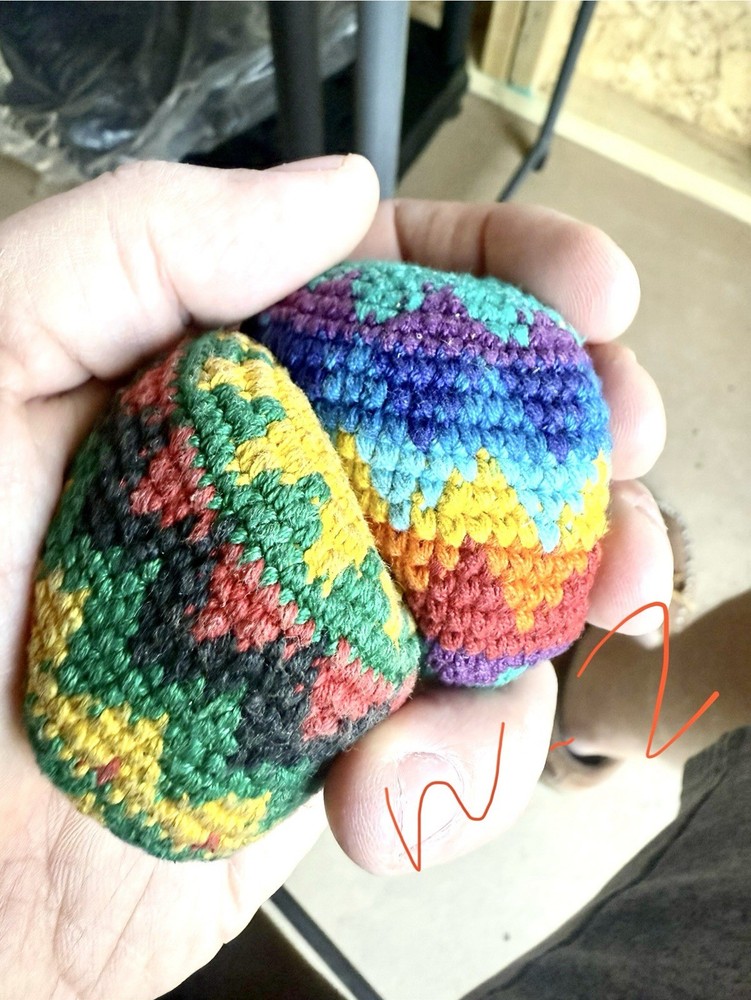 2 Vintage 90's Woven Rainbow Hacky Sack Hackysack