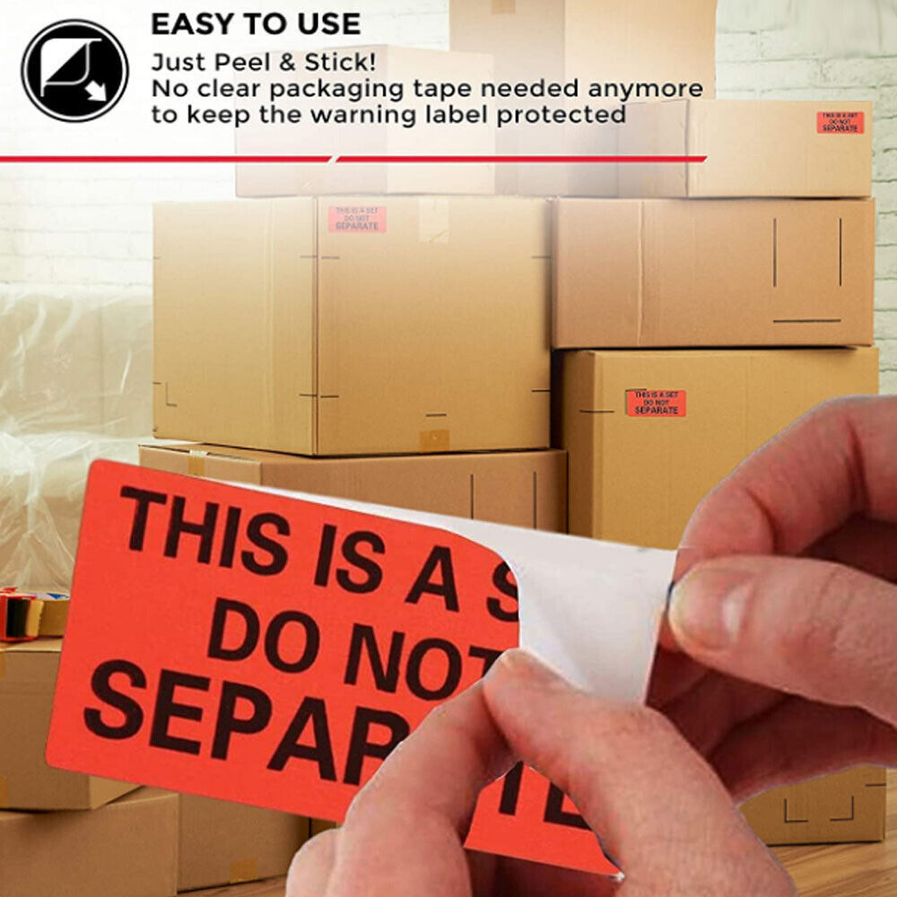 4 Rolls Red Warning Sticker THIS IS A SET DO NOT SEPARATE Packaging Labels 1X2