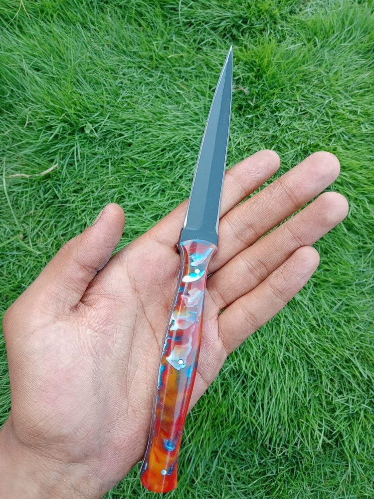 Handmade D2 DAGGER HUNTER BOOT THROWING KNIFE POWDER COATING BLADE Full Tang