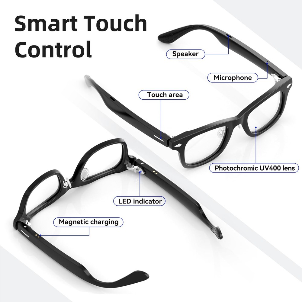 Smart Glasses,Polarized Sunglasses with Bluetooth 5.4 Open Ear Speaker,Athlet...