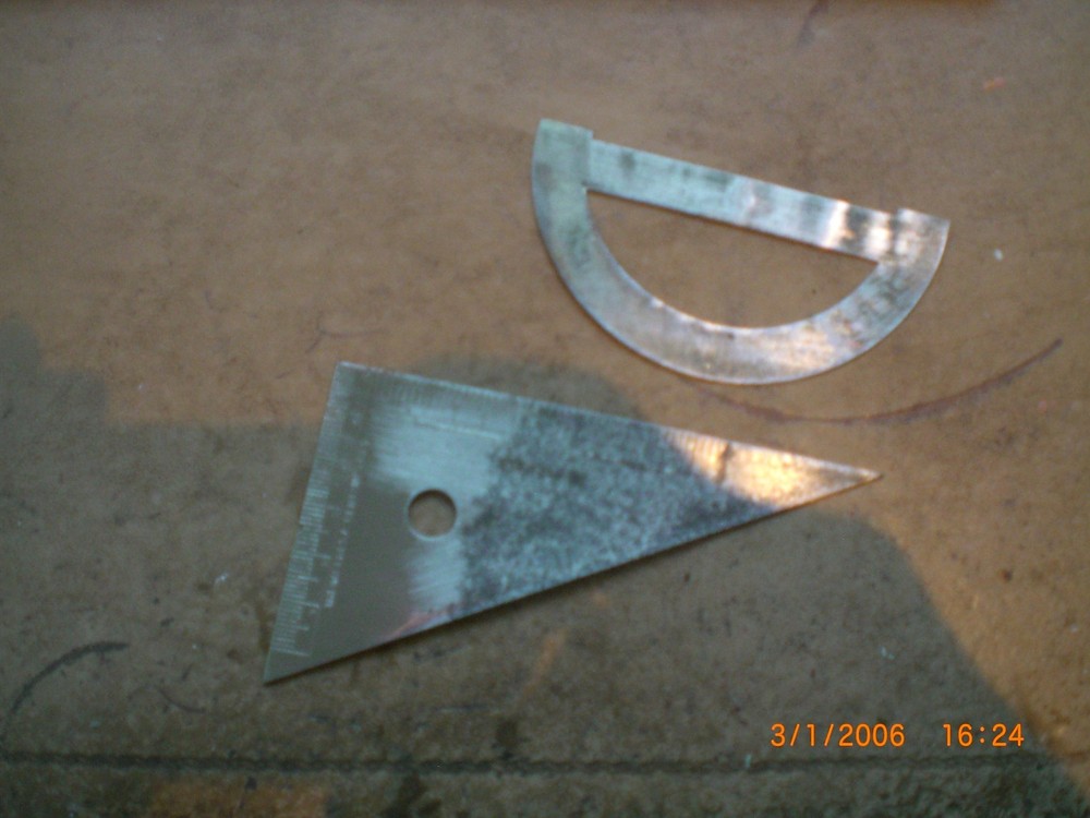 OLD SCHOOL METAL PROTRACTOR & SQUARE