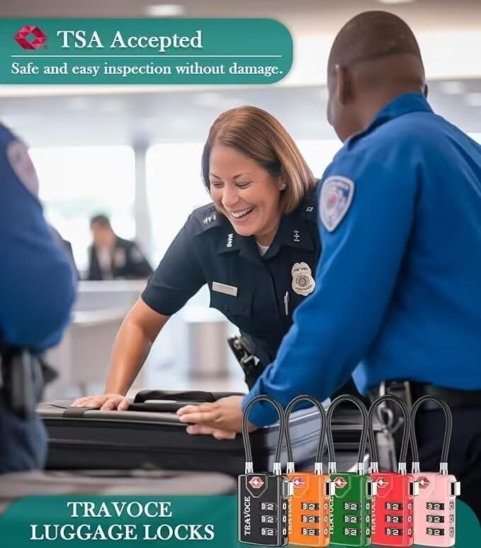 Travel Combination Cable Lock Set – TSA Approved, Versatile & Durable (3 Pack)