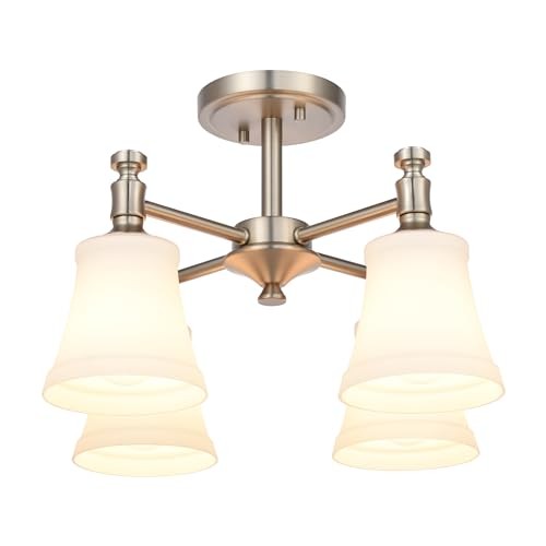 Semi Flush Mount Ceiling Light Kitchen Lighting Fixtures 4-Light Brushed Nickel