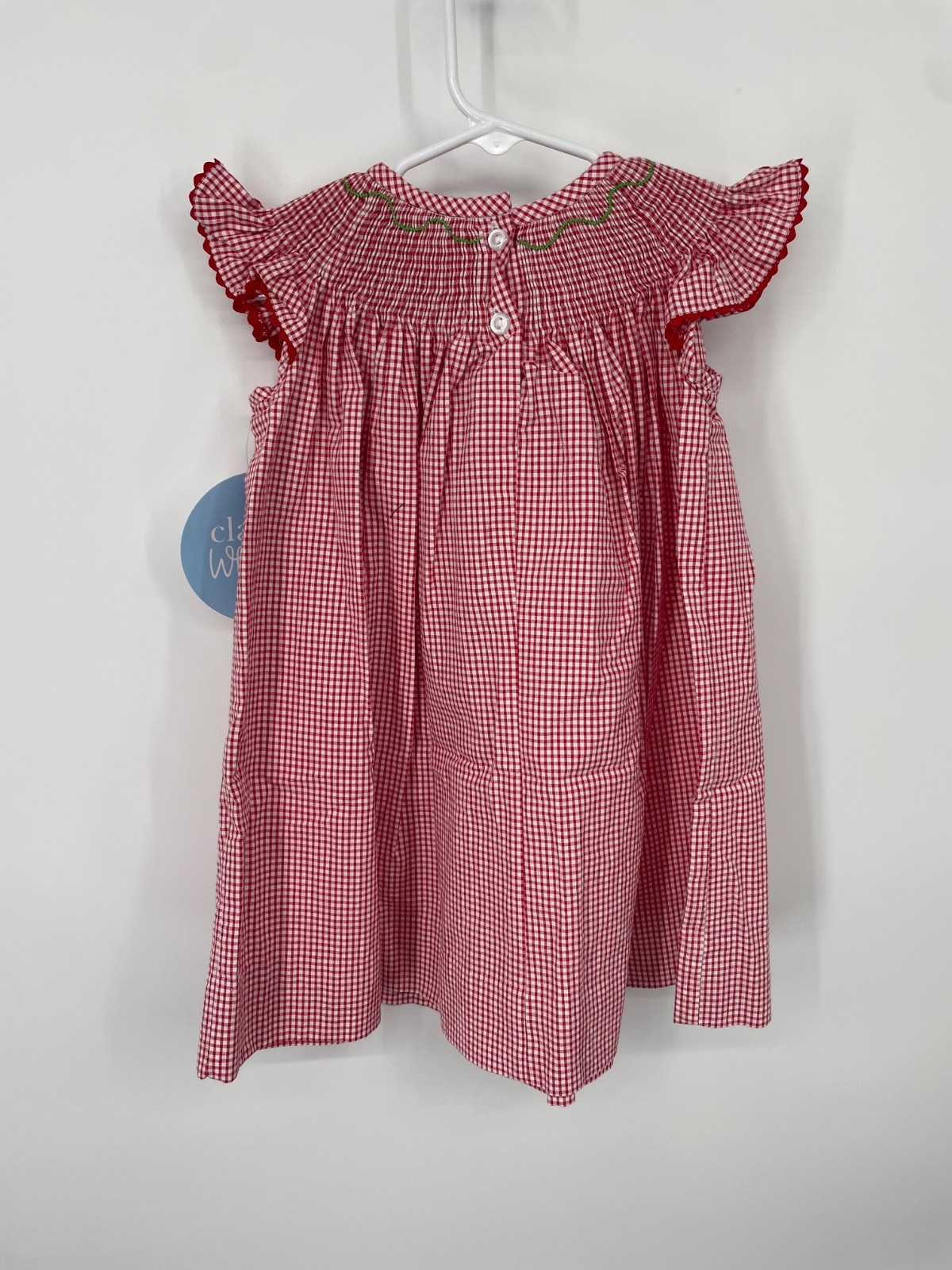 Classic Whimsy Girls Strawberry Smocked Dress Size 18 mo Red Gingham NWT