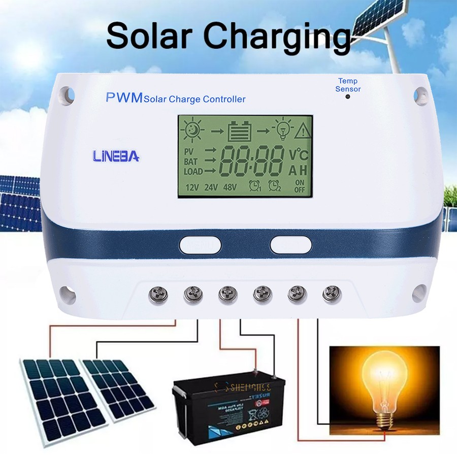 5200W Temp Sensor Solar Charge Controller USB Battery PV Regulator 100A/12V-48V