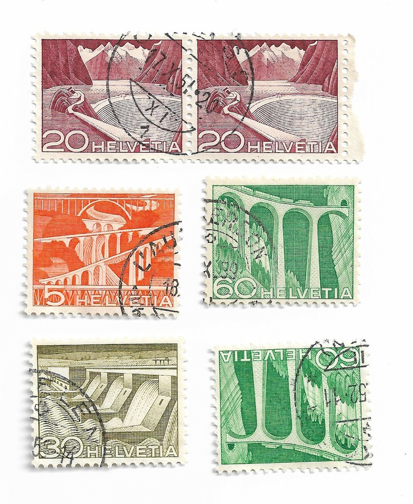 Switzerland postage stamps Engineering 1949 x 6