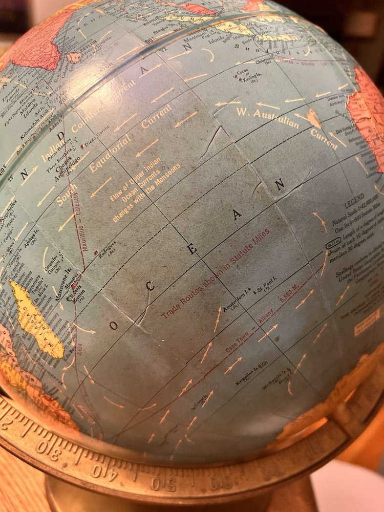 Cram's Imperial World Globe 12” Vintage with Stand EUC