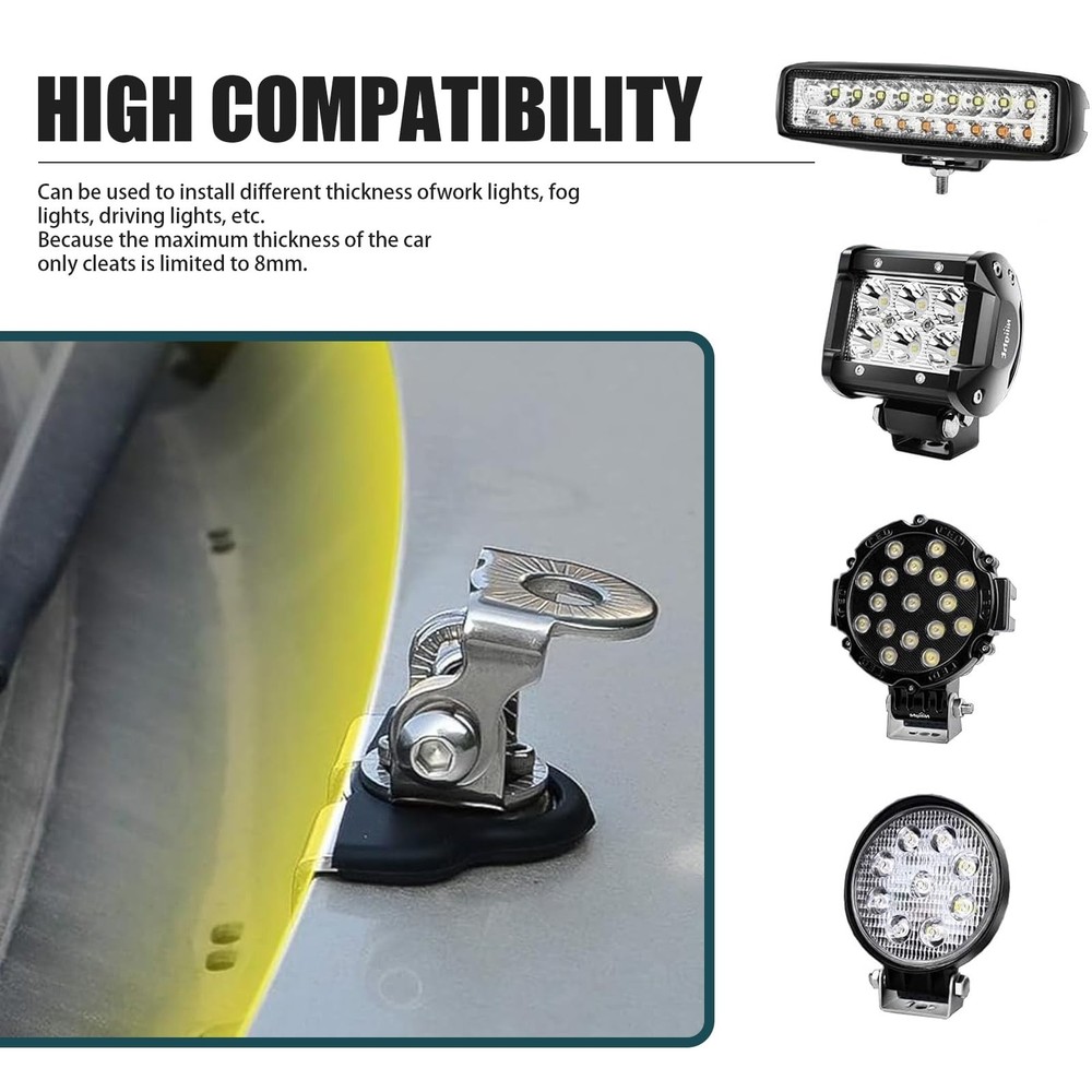 2 PCS Car Hood Light Bar Non-Destructive Fixing Bracket, Waterproof Adjustabl...
