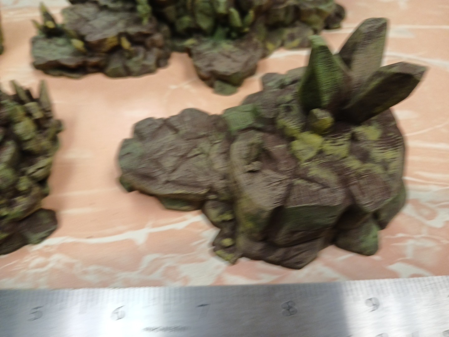 Tabletop Wargaming Terrain -Painted Badlands Hills Set Plastic 4 Pieces 40K #A