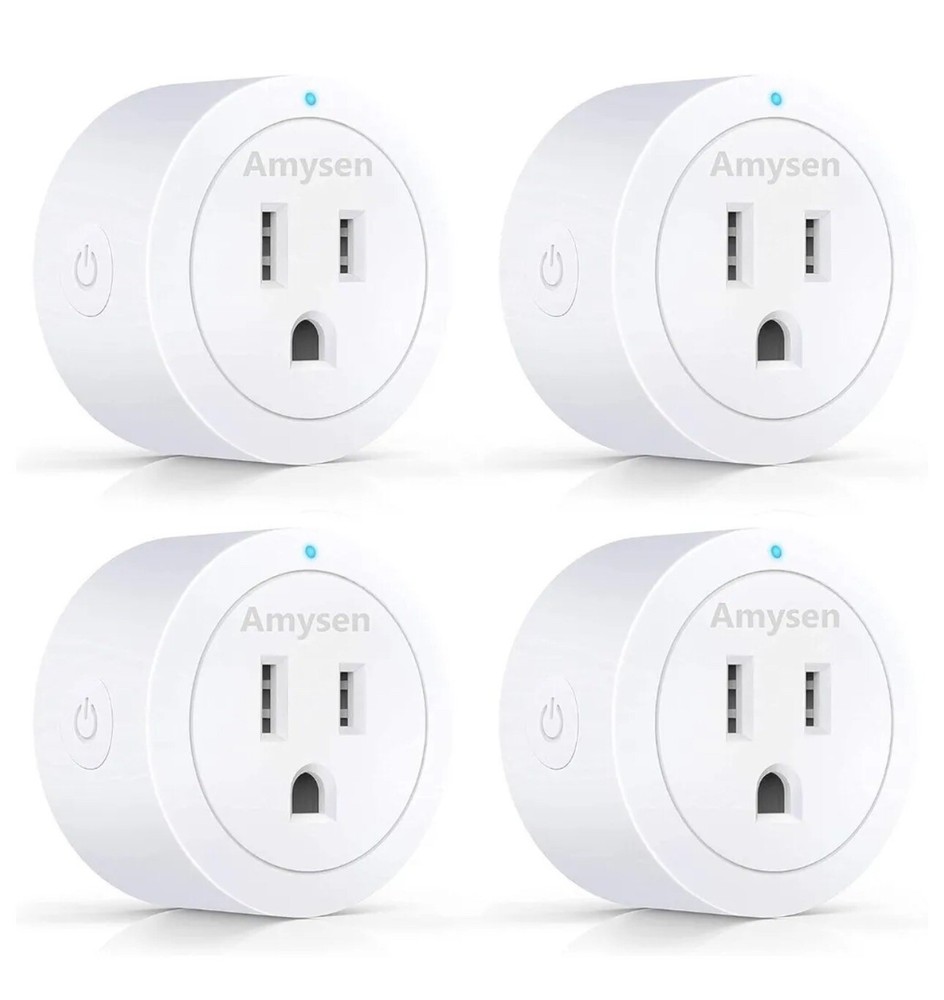 Amysen Smart Plug, Smart Outlet Bluetooth Mesh WIFI Amazon Alexa App 4 Pack