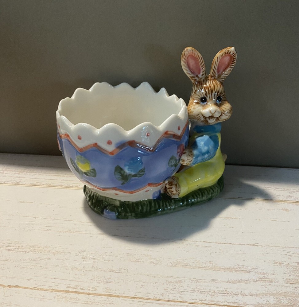 Easter Bunny K’s Collection Ceramic Easter Candy Holder  4"