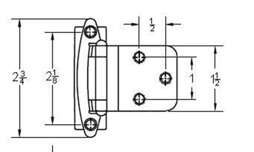 Single 3/8" Offset Self Closing Hinge - Bumpers - Screws -Brass Plated