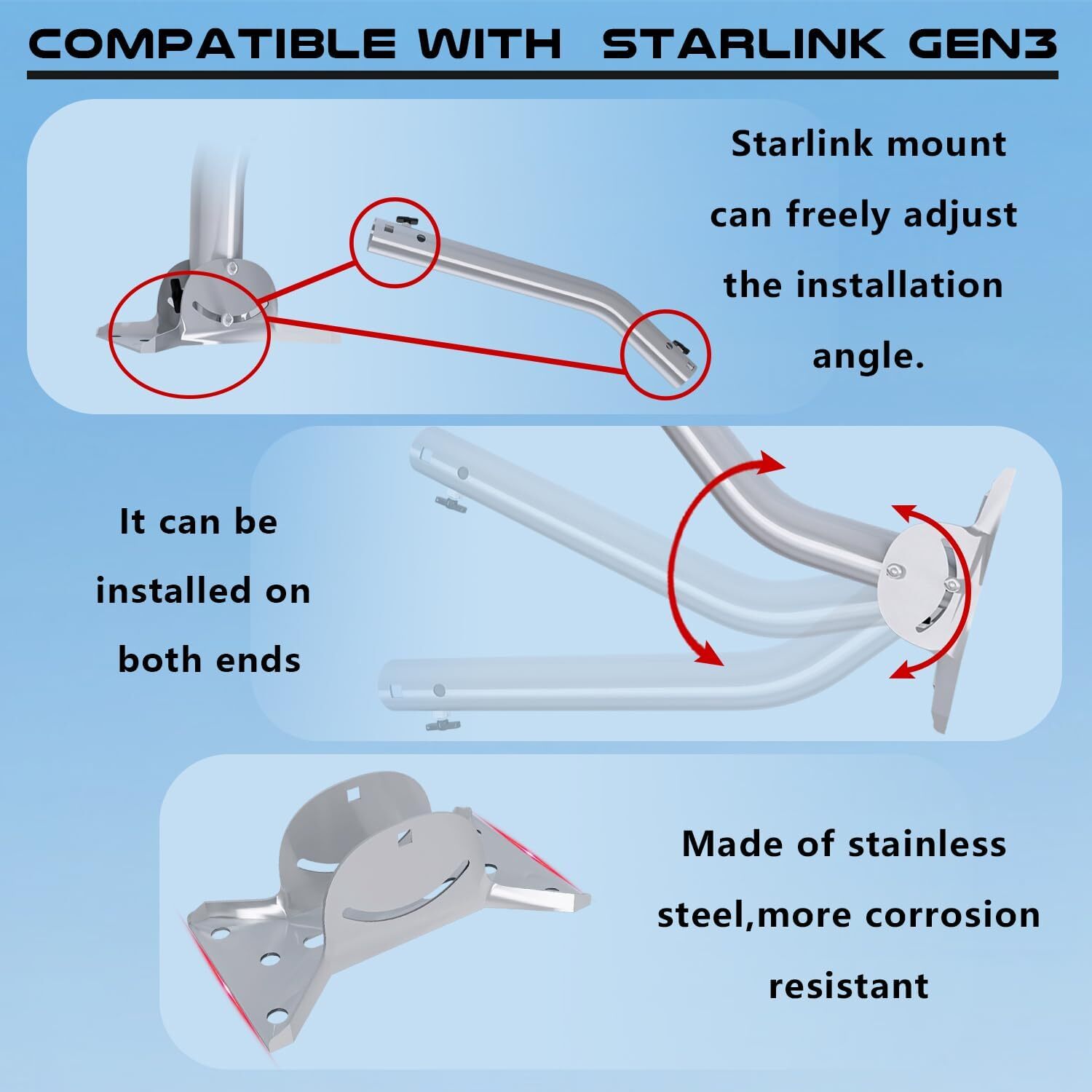 Adjustable Starlink Mounting Kit Gen 3, Ybervont Starlink Gen 3 Wall Mount