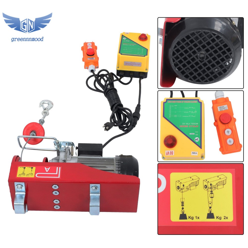 1320lbs Electric Hoist with Wireless Remote Control,14ft Wired Remote Control