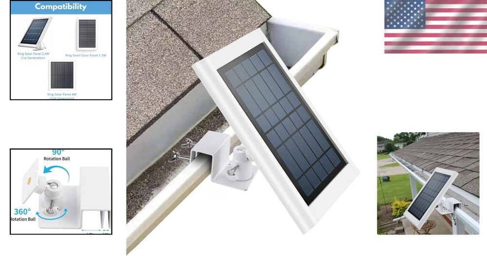 360-Degree Adjustable Mount Bracket for Ring Solar Panels - Weatherproof Design