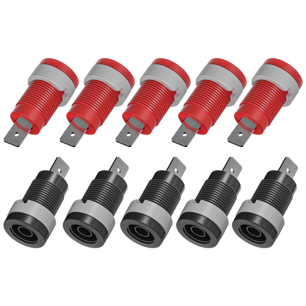 10PCS 4mm Banana Female Jack Panel Mount Socket Binding Post Adapters Red&Bla...