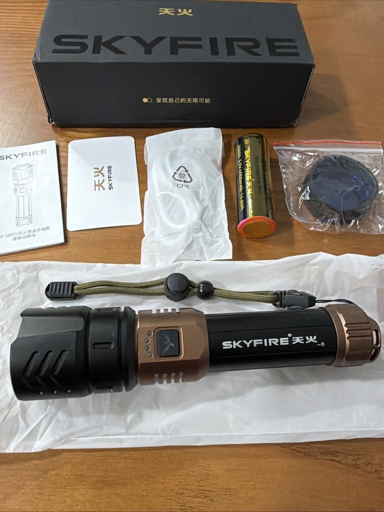 Skyfire Rechargeable Flashlight High Lumens LED Flashlight With Ignition Lens