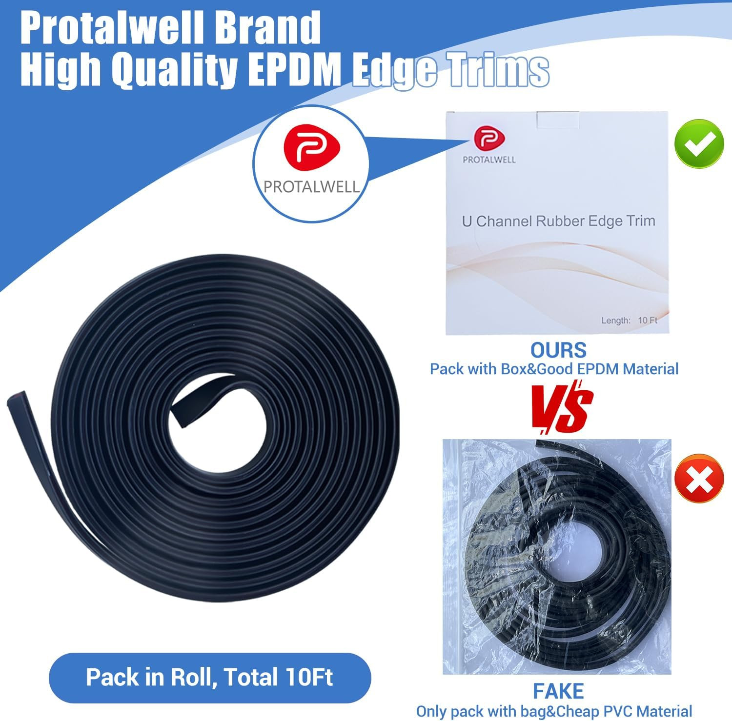 Rubber Edge Trim U Channel, Self Adhesive Sheet 1/16" x 10'L, Black