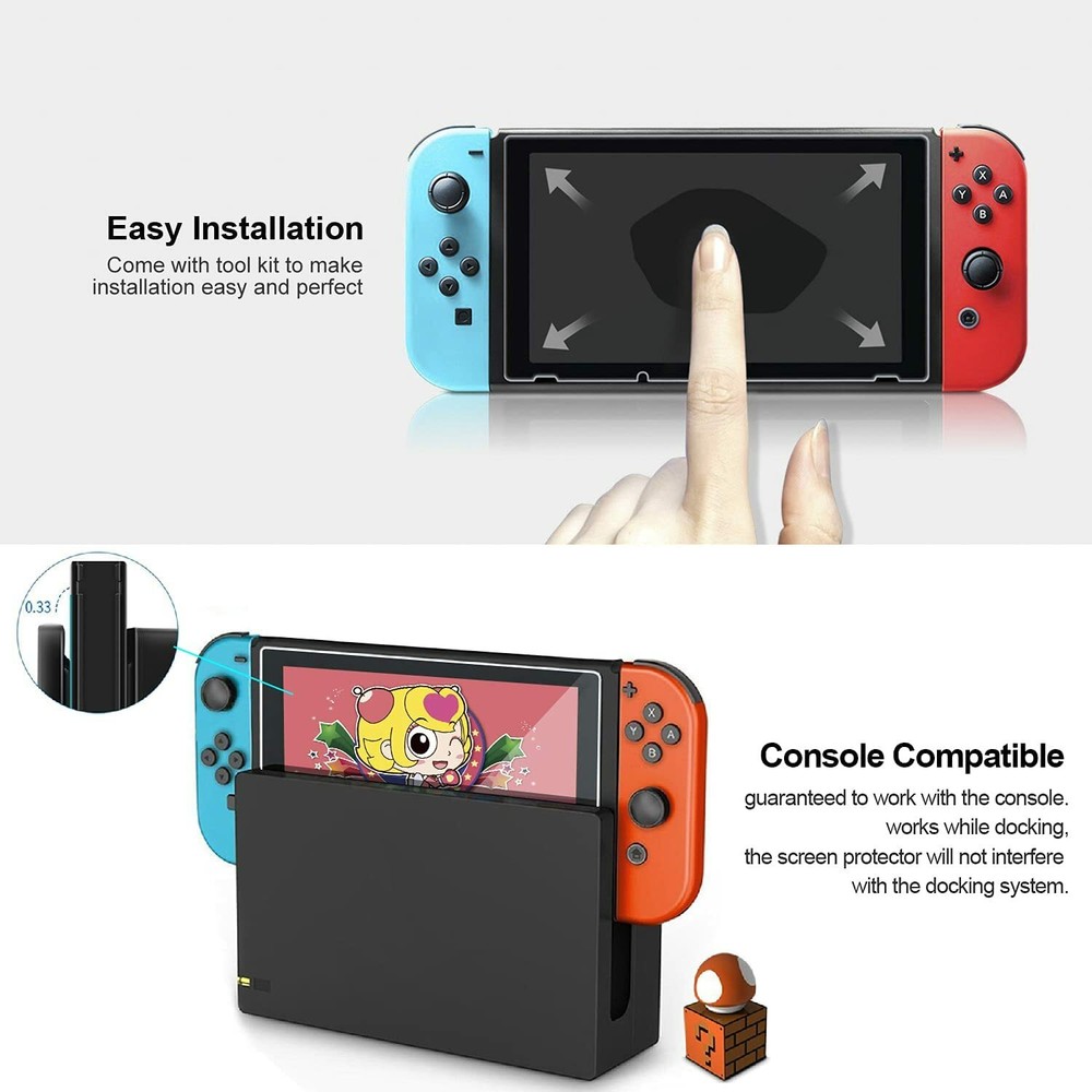 3 Pack Screen Protector Tempered Glass for Nintendo Switch, Transparent HD Clear