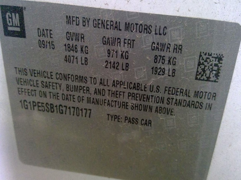 CRUZE 2016 Transmission Shift 972994