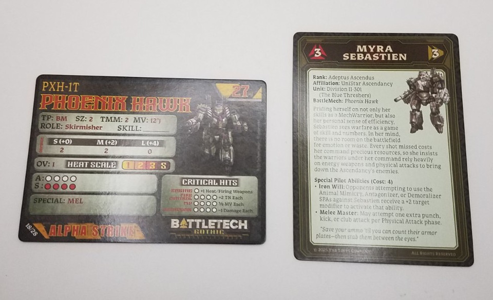 Battletech Gothic - Phoenix Hawk *Mech & Cards*