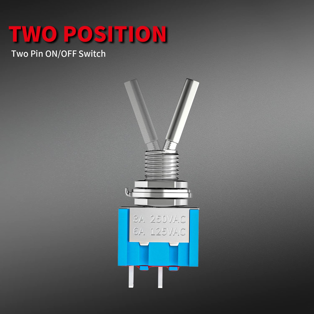 Mini Toggle Switch SPST Miniature Small Flat Toggle Switch On/Off 2 Position 2 P