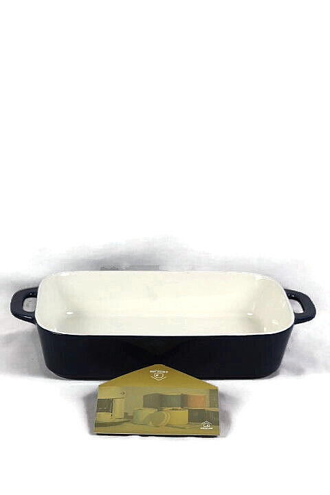 SWEEJAR Blue Rectangular Ceramic Glazed Baking Dish Hollow Handles 13"