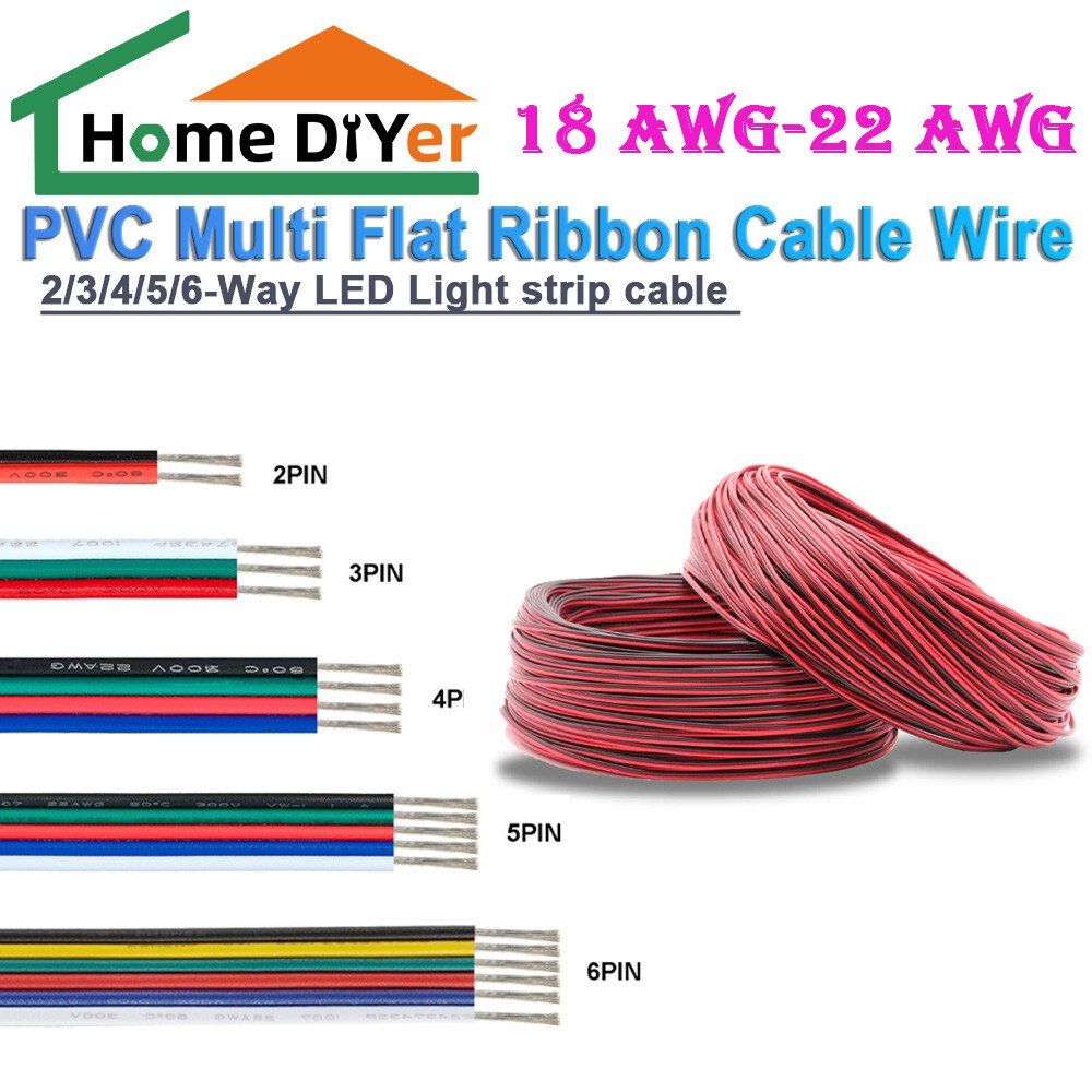 2/3/4/5/6-Way PVC Multi Flat Ribbon Cable Wire LED Light strip cable