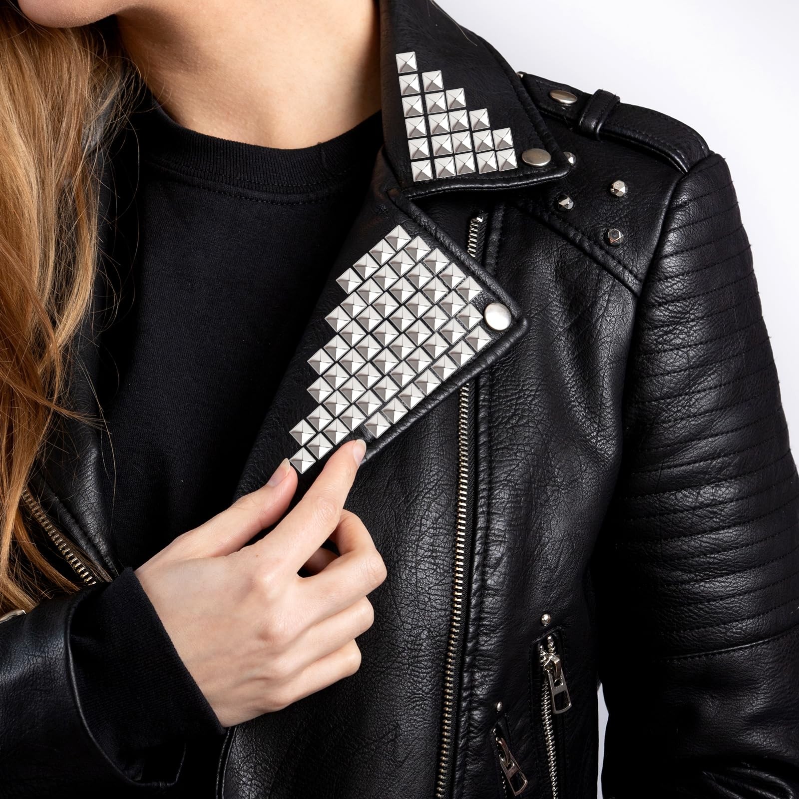 1000 Pcs 10mm Silver Studs for Clothing Four-jaw Square Punk Spikes Pyramid Stud