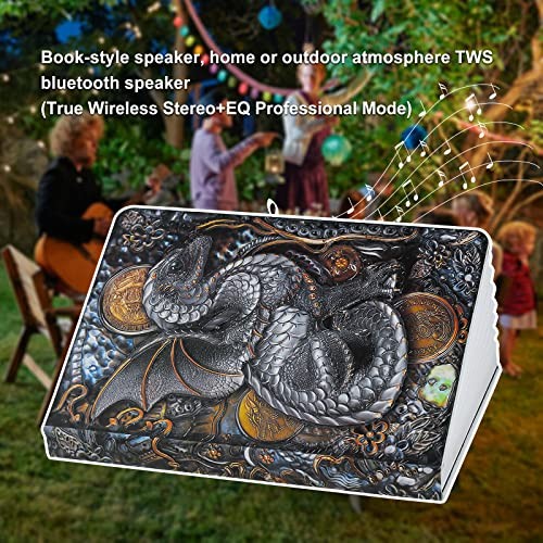 3D Dragon Bluetooth Speaker with Night Light, 3W Portable Bluetooth book light