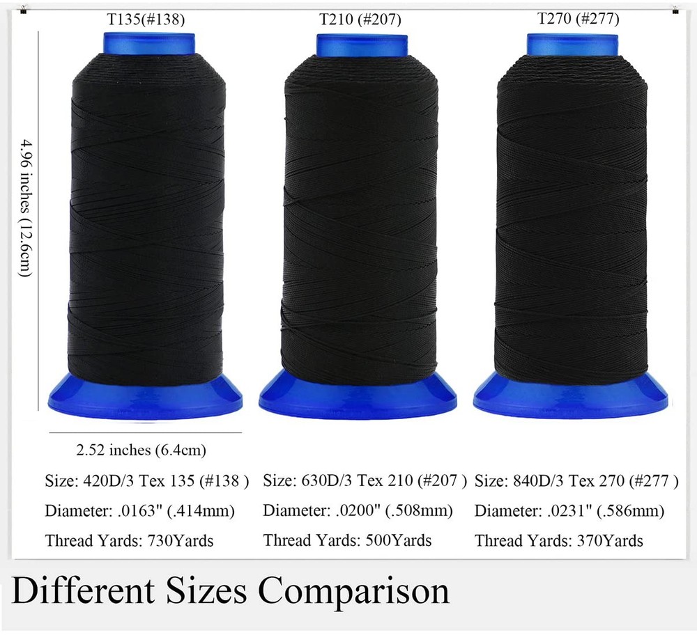 High Strength Polyester Upholstery Thread 730 Yards UV Resistant Black