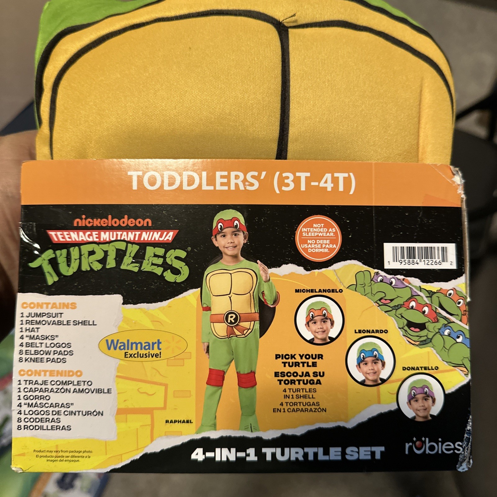 Halloween Costume Boy Toddler 3t-4t TMNT Turtles 4 In 1 Turtle Set New