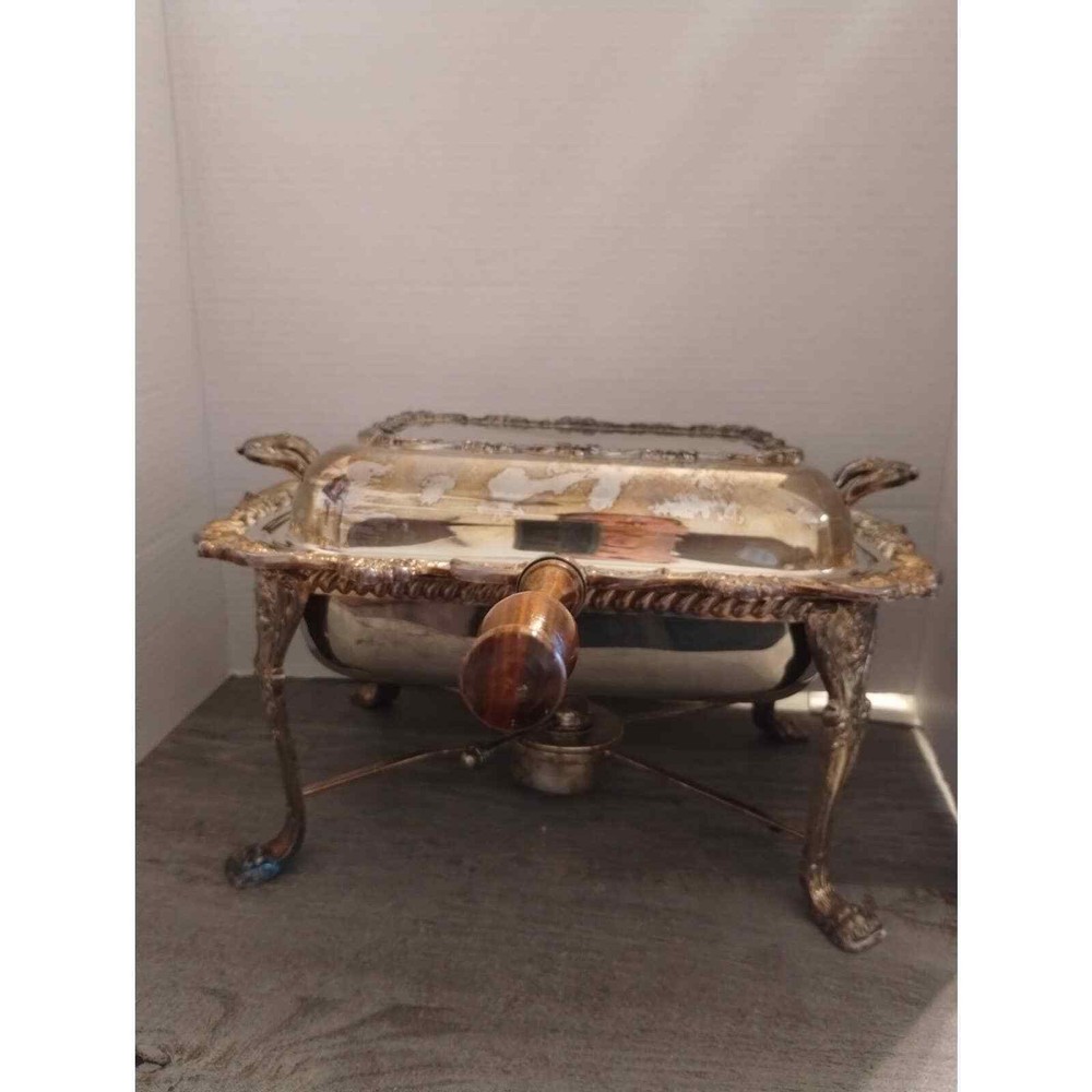 Poole OLD ENGLISH EPC #5020 Rectangular Chafing Dish Lid Burner & Stand 5 pc set