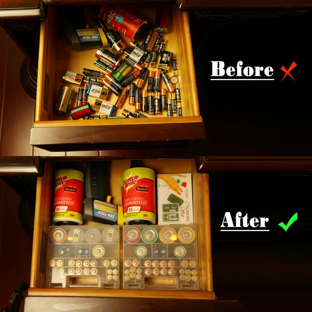 Plastic Battery Box Storage Case Holder Organizer for AA AAA C D 9V Batteries