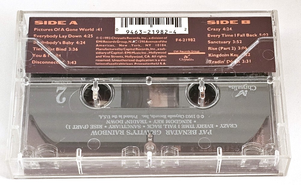 Pat Benatar Gravity's Rainbow Cassette Tape 1993 First Edition