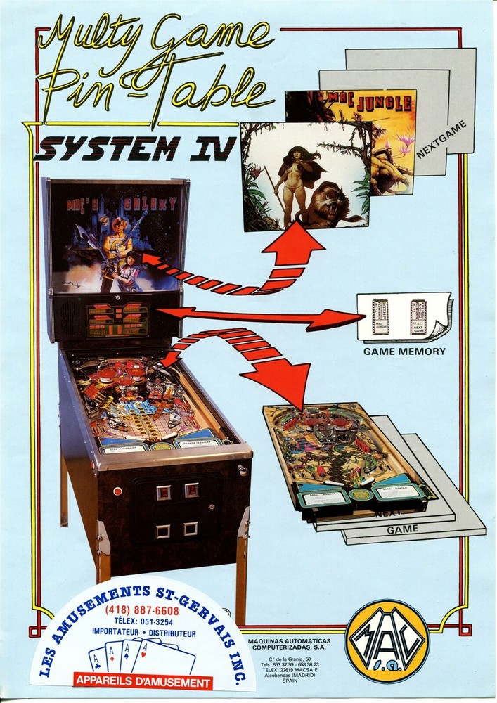 Mac Galaxy Multi Game Conversion Pinball Flyer/ Ad / Brochure