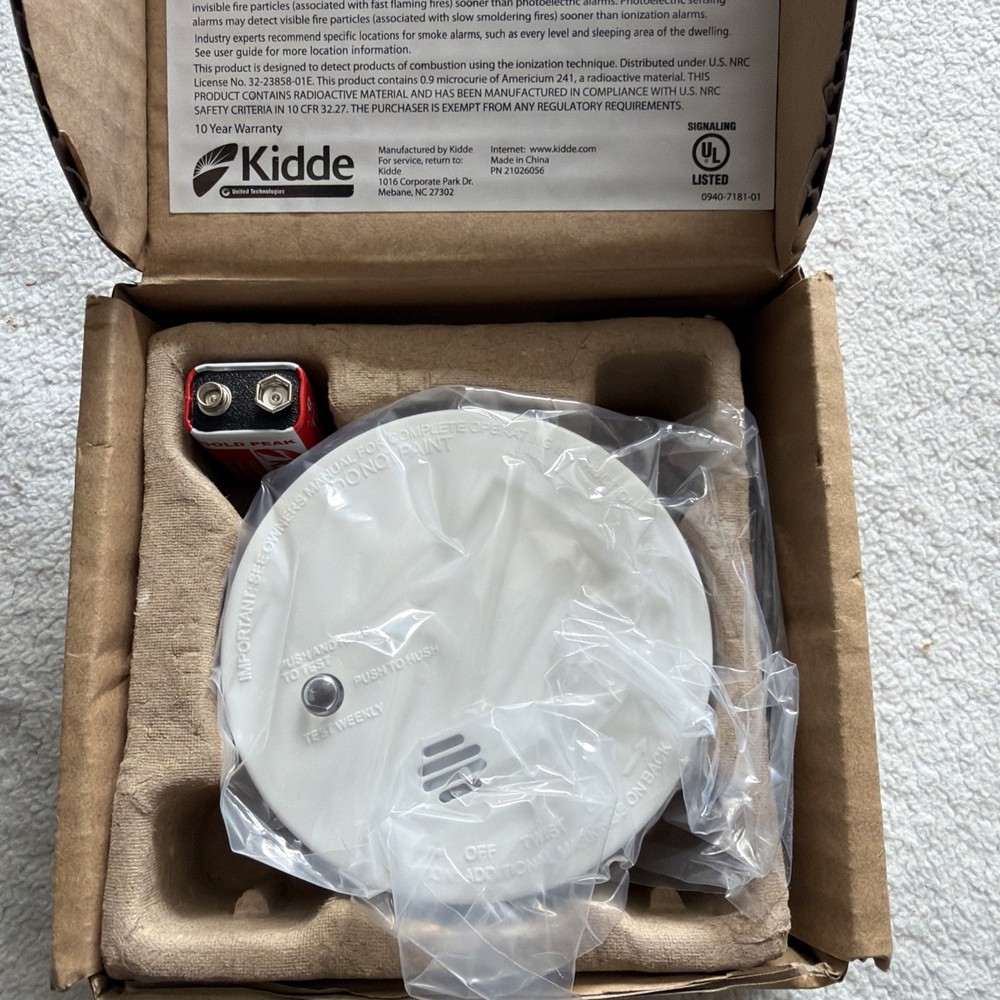 Kidde Fire Smoke Alarm Detector Micro Profile Model i9040 Ionization 21026056