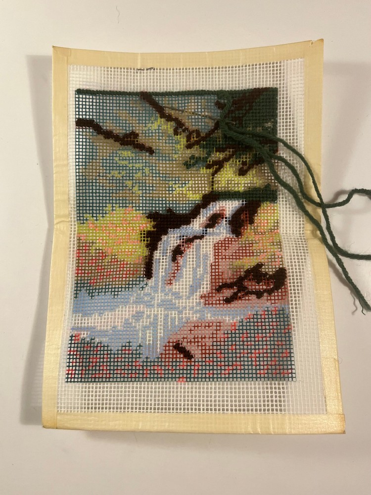 WonderArt Needlepoint Kit #6129 "Waterfall" - Started