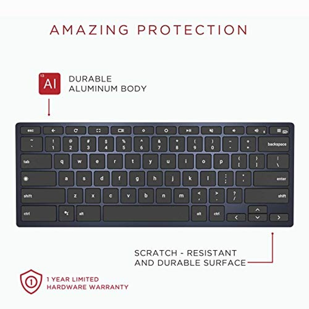 Brydge C-Type Wireless Bluetooth/USB Wired Desktop Keyboard for Chrome OS