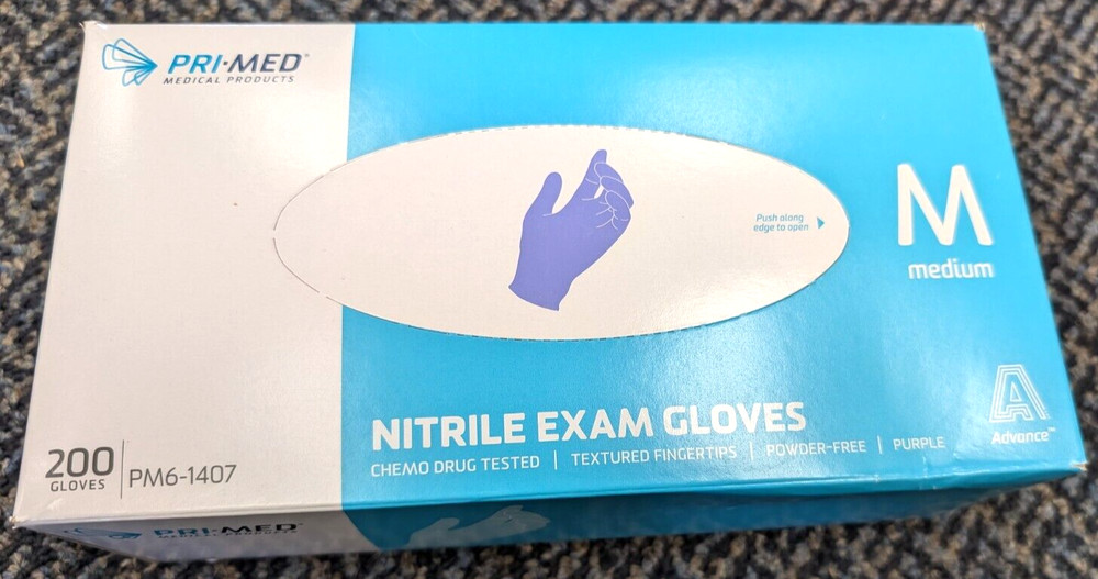 Pri-Med Nitrile Gloves MEDIUM 200/Box