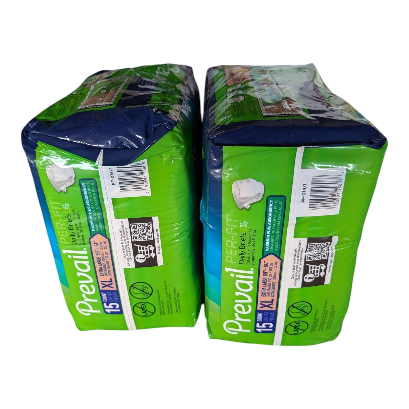 2x Prevail Per-Fit Incontinence Brief XL Mat Body Shape Maximum 30 Total Briefs