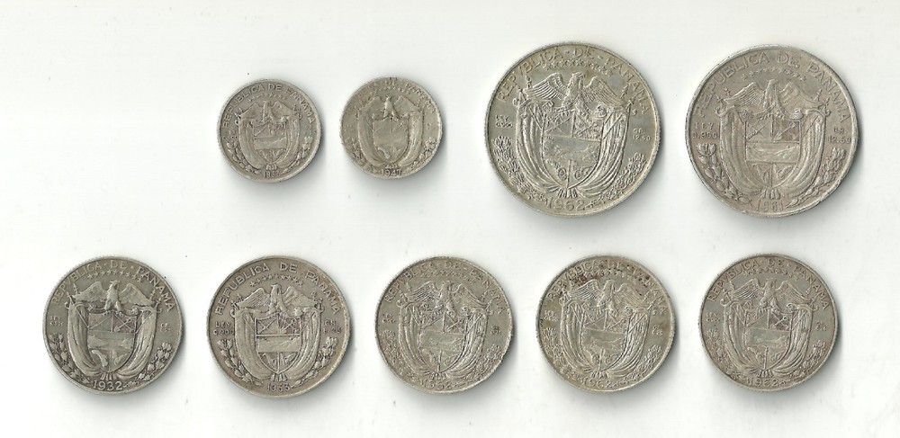 Panama Balboa Silver .900 collection - 9 coins