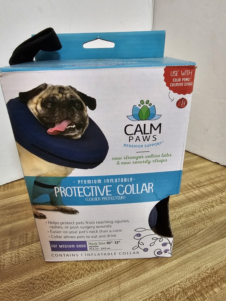 New Calm Paws Behavior Support Inflatable Protective Dog Collar – Size Medium