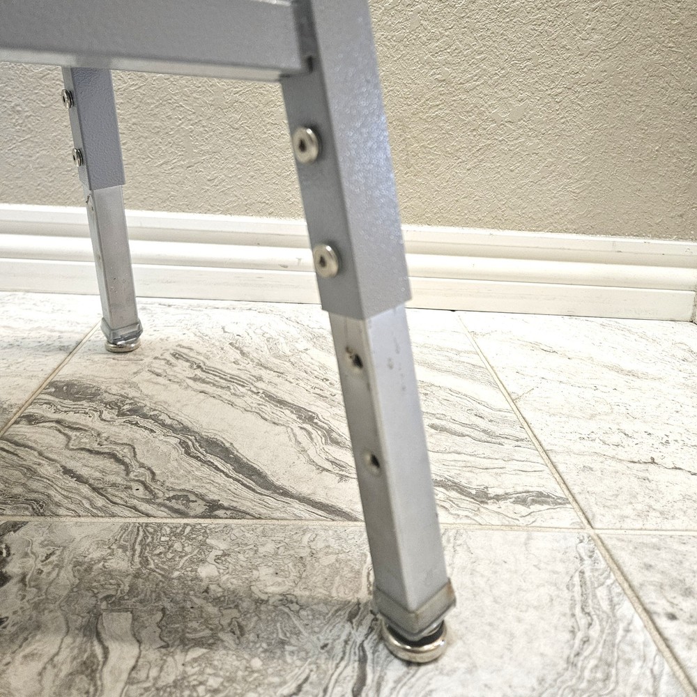Science Lab Stool, Solid Wood Seat & Steel Frame Adjustable, Gray