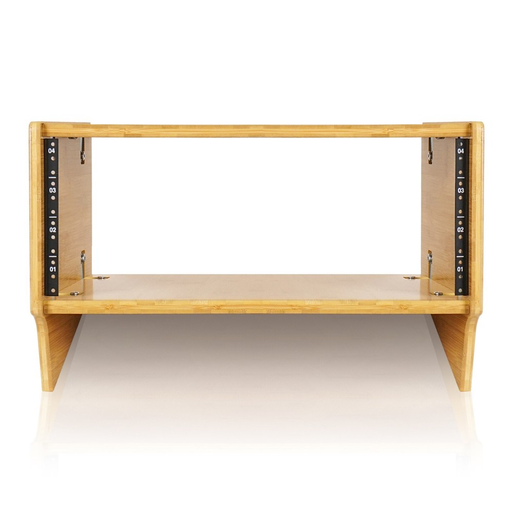 Sound Town DIY 4U Angled Desktop Turret Studio Rack, Solid Bamboo (STBR-4SL)