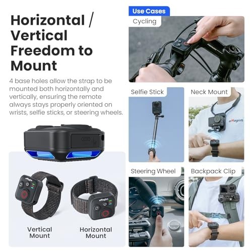 Wireless Bluetooth Remote Control for DJI Osmo Action 6/5/4 - 50M Range, Smart A