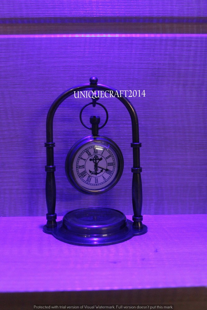 SET OF 2 PC NAUTICAL TABLE TOP DECOR TABLE CLOCK SOLID BRASS WATCH COMPASS X-MAS
