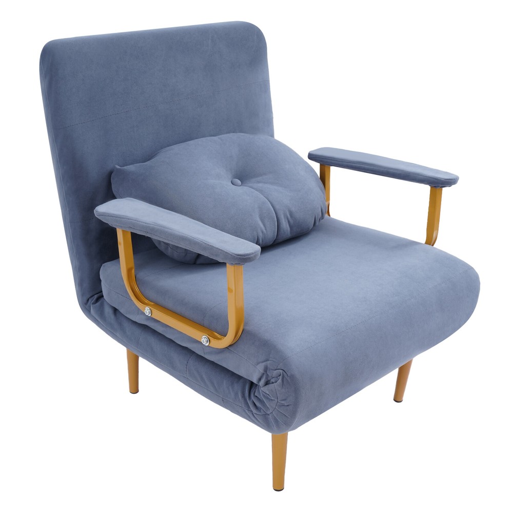 Convertible Sofa Bed Folding Sofa Bed w/ Pillow & 5-Position Adjustable Backrest