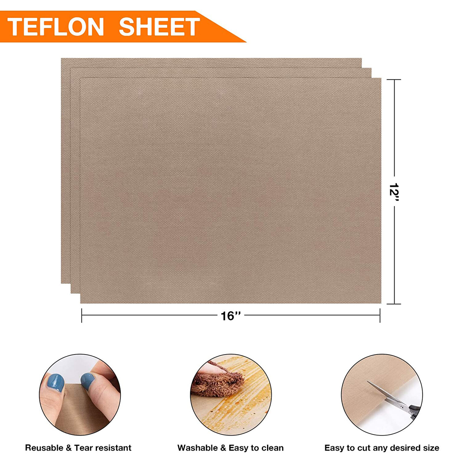 3x Teflon Transfer Sheets for Heat Press Non Stick Iron Resistant Reusable Craft